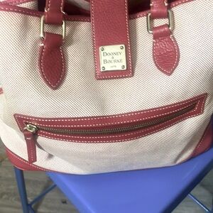 Dooney & Burke Handbag Red and White Canvas & Leather HandBag Shoulder Bag